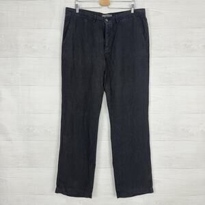 Vince 100% Linen‎ Mens Pants 36 x 33 Straight Leg Navy Blue Drawstring Beach